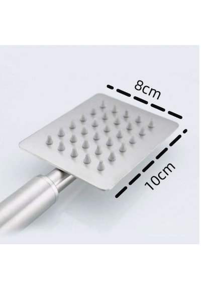 Ahlez Inox 304 Paslanmaz Çelik Kare Tepe El Duş Seti 20x20 Cm Krom
