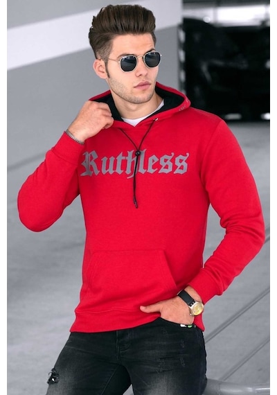 Madmext Kırmızı Baskılı Erkek Sweatshirt 4747 Kırmızı