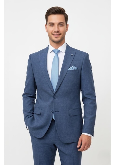 Presto Erkek Yelekli Slim Battal Takım Elbise 6 Drop Lacivert 792-250 Lacivert