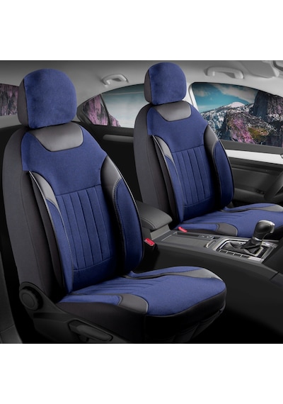 Seat Leon X-perience Keten Oto Koltuk Kılıfı Ön Arka Set Mavi Edition Scr