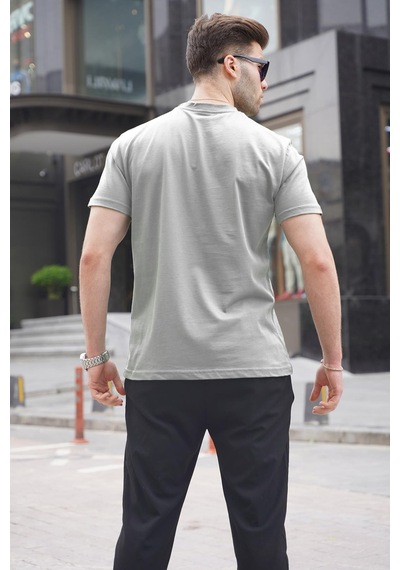 Madmext Boyalı Gri Regular Fit Basic Erkek Tişört 6131 Gri