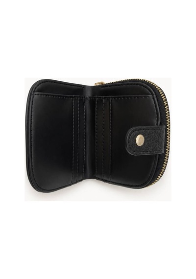 Passtell Kadın Küçük Boy Oval Model Fermuarlı Minimalist Cüzdan 11 10 Cm Siyah Siyah