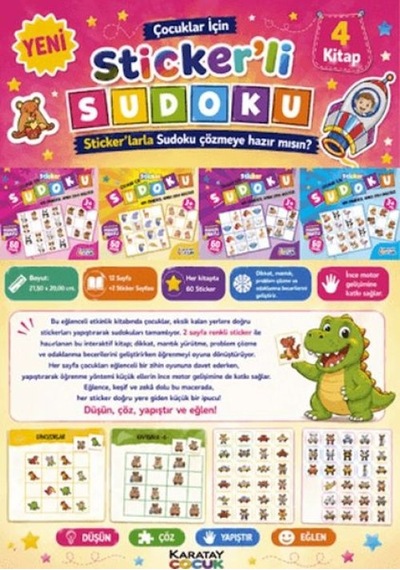Çocuklar İçin Sticker'li Sudoku - 4 Kitap - Qhdh-876512