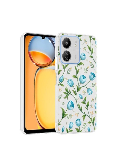Xiaomi Poco C65 Kılıf Kamera Korumalı Desenli Zore Klip Kapak Xiaomi Poco C65, Cep Telefonu Kılıfları Zore - Mavi Lale