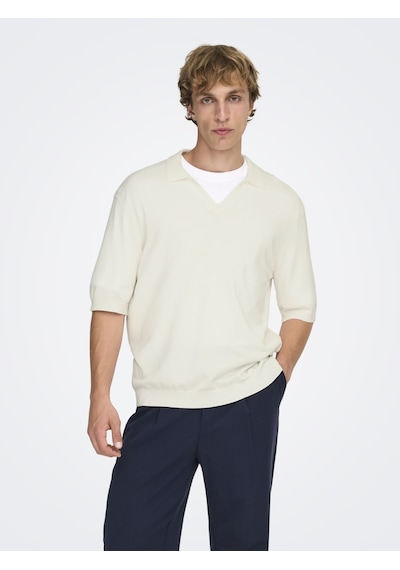 Only & Sons Onswyler Lıfe Rlx 12 Ss Splıt Knıt Noos Erkek Beyaz Kazak - 22036158