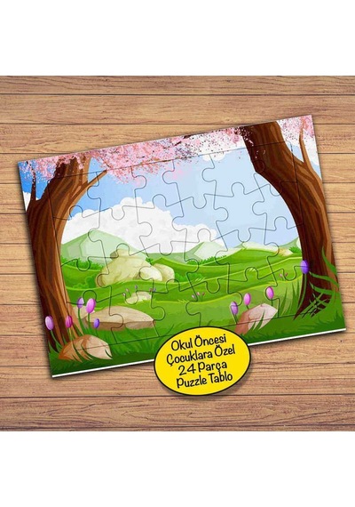 Orman, Ağaçlar Çiçekler Çocuklara Özel Puzzle Yapboz Tablo-28787