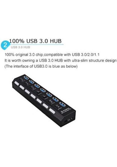 7 Port Usb 3.0 2.0 Hub Anahtarlı Çoklayıcı Çoğaltıcı Switch
