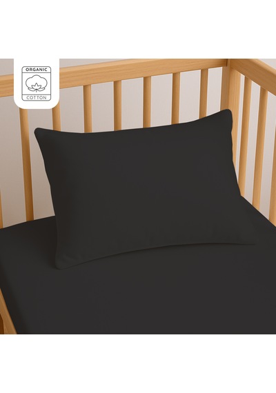 %100 Pamuk Bebek Yastık Kılıfı 35x45 Cm 2 Adet Doğal & Yumuşak Koyu Antrasit