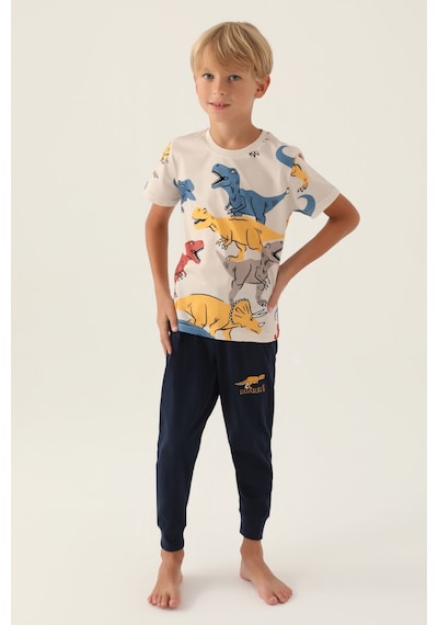 Rolypoly Dinosaur Krem Erkek Çocuk Pijama Takımı 5274-42955 Krem