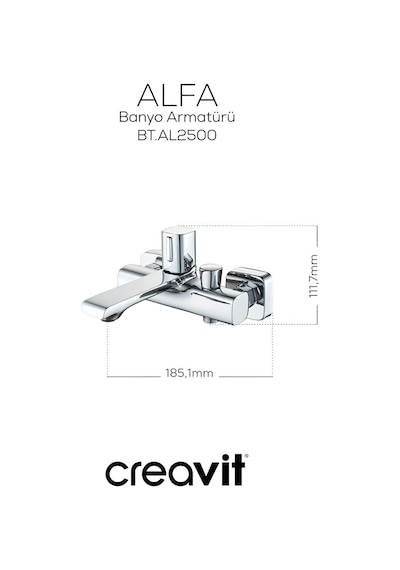Creavit Alfa Lavabo Banyo Eviye Bataryası 3'lü Set AL1500-AL2500-AL8500 Krom