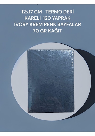 12x17 Cm Termo Deri Kareli 120 Yaprak İvory Krem Renk Sayfalar 70 Gr Kağıt Siyah