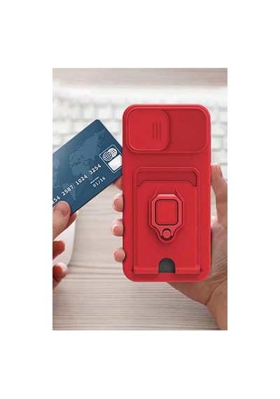 Xiaomi Redmi Note 13 Pro 5g Uyumlu Kılıf Zuma Kartvizitli Yüzüklü Silikon - Siyah