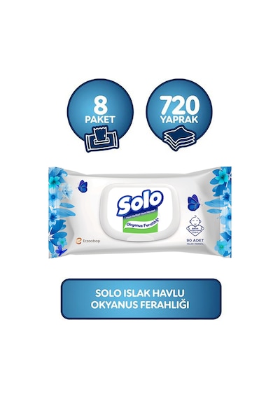 Solo Islak Havlu Okyanus Ferahlığı 8'li Set 720 Yaprak