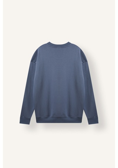 Defacto Boxy Fıt Bisiklet Yaka Baskılı Sweatshirt X8282az26auın87 İndigo-ın87