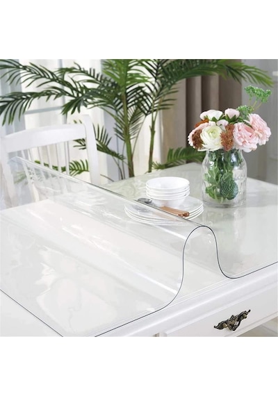 1.6mm Şeffaf Pvc Masa Ve Örtüsü Koruyucu Pedi Koruyucu Mika Asetat Örtüsü Zemin Koruma En: 100cm, Boy: 220cm