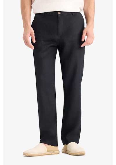 DeFacto %100 Keten Relax Fit Rahat Kesim Düz Paça Yazlık Pantolon - C1117AX25SPBK81 DeFacto %100 Keten Relax Fit Rahat Kesim Düz Paça Yazlık Pantolon - C1117AX25SPBK81