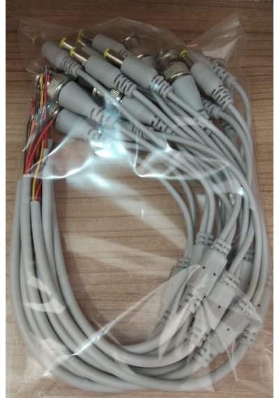 10 Adet Hazır Bnc + Dc Power Jak Konnektör Cctv Ahd Tvi Y Kablo