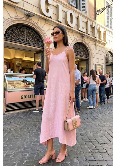 Lela Bayan Elbise 5865732 Toz Pembe Toz Pembe