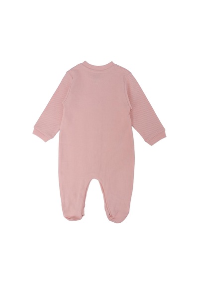 Unisex Bebek Hayvan Nakışlı Raporlu Çıtçıtlı Şapkalı Patikli Tulum 001