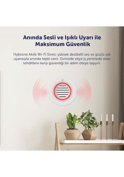 Hybrone Akıllı İç Ortam Siren Uzaktan Kontrol Ayarlanabilir Ses Süresi Yangına Dayanıklı