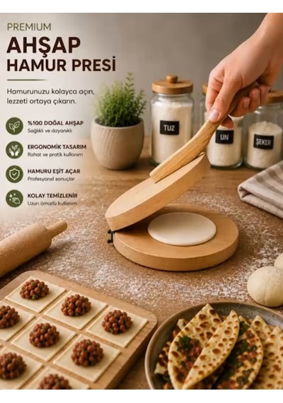 Mucit Home Ahşap Tortilla Press Aleti Taco Hamur Aleti Manuel Hamur Presleme Aracı Aleti