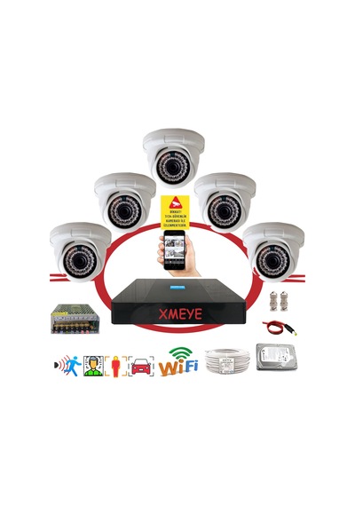 5' Li 5 Megapiksel Sony Lens 1080p 36 Ir Led İç Mekan Plastik Kasa Güvenlik Kamerası Seti Bs D136b