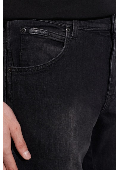 Wrangler Texas Straight Fit Normal Bel Denim Esnek Jean Kot Pantolon Siyah