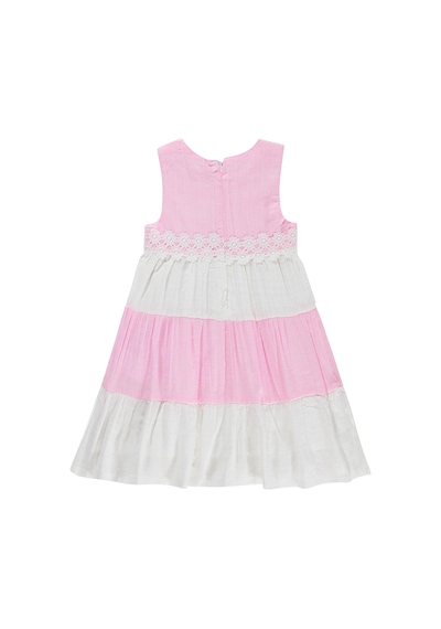 Civil Girls Çiçek Dantelli 6-9 Yaş Elbise - Pembe Pembe - Beyaz