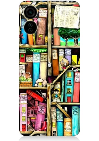 Tecno Spark 9 Pro Uyumlu Kitaplık Ve Raflar Books Shelf Desenli Silikon Kılıf