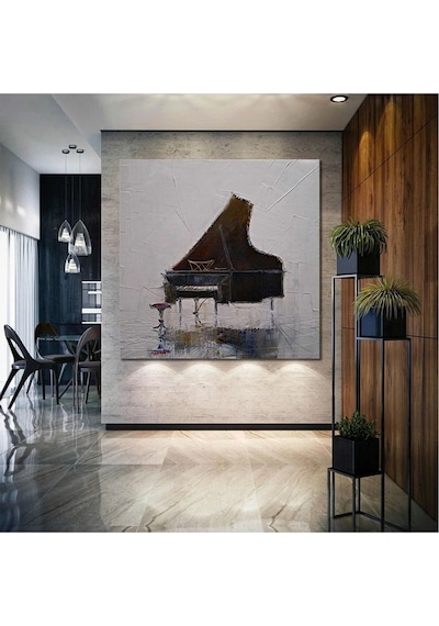 Piyano Yağlı Boya Efektli Müzik Sanat Dekor Hd Baskı Kanvas Tablo Ar030174