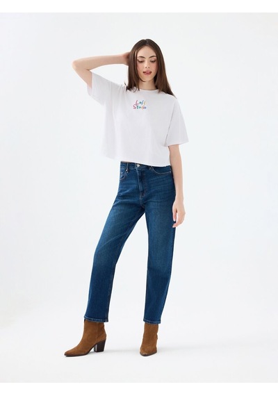 Loft Long Crop Kadın Tshirt K.kol Lf2040499 Q1.v1 Beyaz