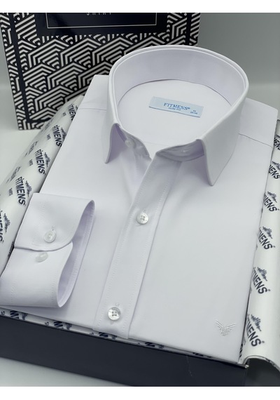 Slim Fit Uzun Kol Saten Hediye Kutulu Kolay Ütülenebilir Erkek Gömlek Fs-002968 - Beyaz-2070