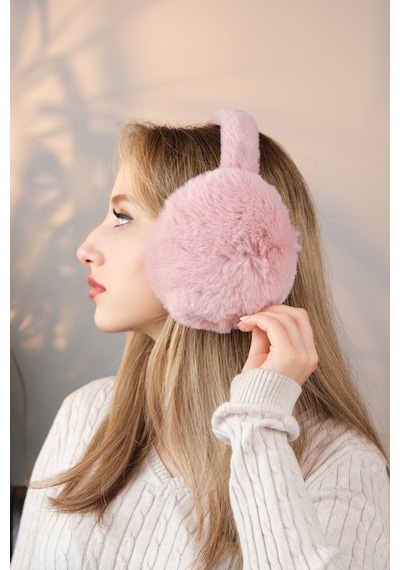 Eleven Markets Soğuktan Koruyucu Soft Peluş Katlanabilir Kulak Koruyucu Kulaklık Pembe