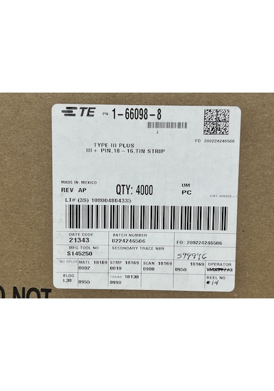 Te Connectivity 1-66098-8 Amp Type Iıı+ Serisi Konnektör 4000 Adet
