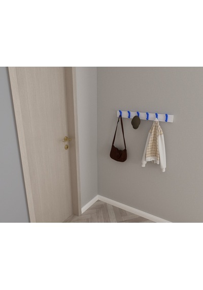 Hepsi3boyutlu Modern Duvar & Kapı Kanca Askılık - 6 Adet Mavi Kanca Askılık - Model No : 2 Mavi