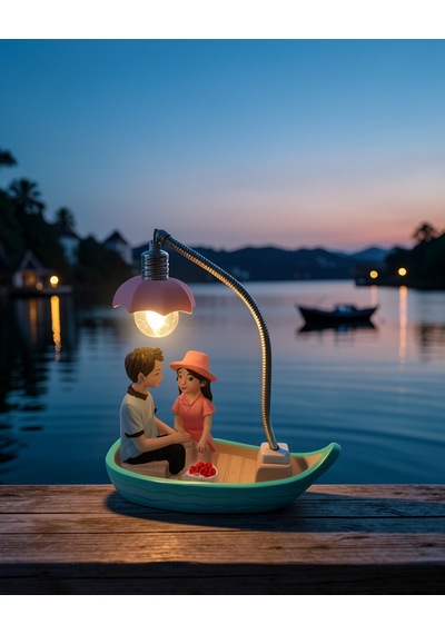 Gece Lambası Çift Figürlü Sandal Model Uczzzztekneışıkpembe Mavi