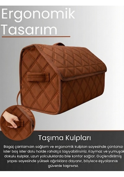 Araç Bagaj Düzenleyici Organizer Tay Tüyü Kaymaz Cırt Bantlı Geniş Hacimli Çanta A6