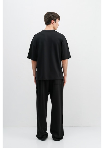 Modal Karışımlı Oversize Tişört Siyah