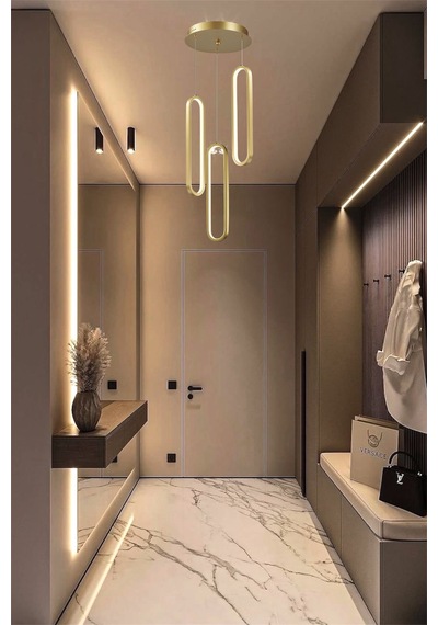 Modern Gold 3 Lü Nordic Sarkıt 3 Renk Kumandalı Led Avize Eskitme - Gold