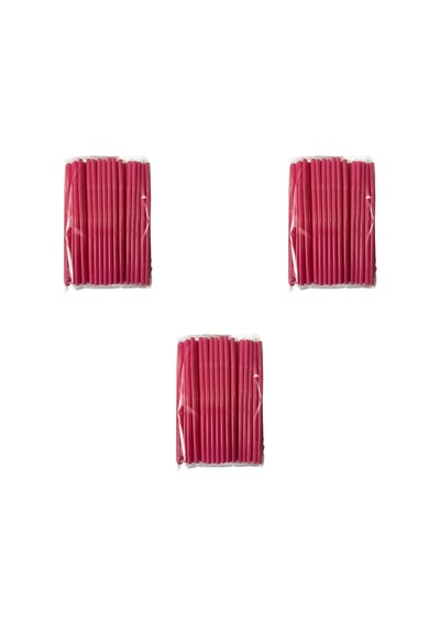 Omeyva Kalın Kokteyl Buzlu Soğuk İçecek Pipet - Körüklü - Pembe - 22 Cm. - 8 Mm. -300 Adet Pembe