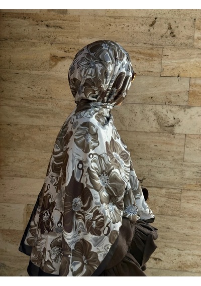 Qalortex Scarf Pamuklu Mimoza Desen Şal- Siyah/küf Yeşil Siyah/ Küf Yeşil