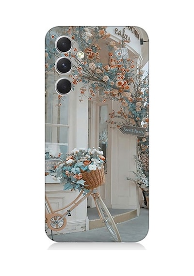 Samsung Galaxy A24 Uyumlu Çiçekli Bisiklet Desenli Silikon Kılıf