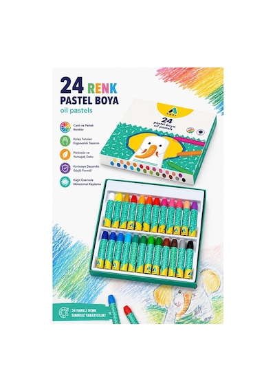 Pastel Boya 24 Renk 1 Paket Adel Pastel Boya 24 Lü Karton Kutulu Parlak Canlı Ve Örtücü Renkler Okul Sınıf Öğrenci Çok Renkli