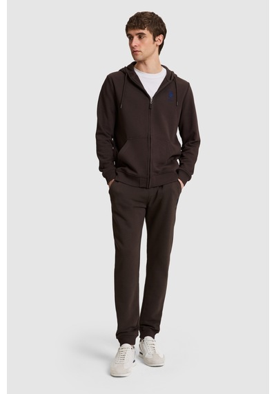 U.S. Polo Assn. Erkek Koyu Kahverengi Regular Fit Kapüşonlu Fermuarlı Örme Hırka 50329420-vr084