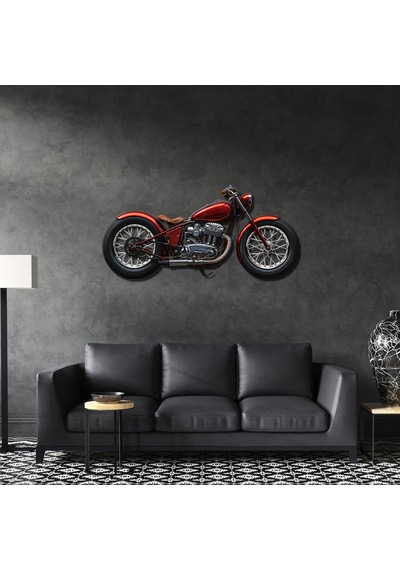 Kırmızı Motor Renkli Metal Tablo