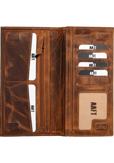 Mft Leather Hakiki Deri Kartlıklı Unisex Cüzdan Lilyum 7286 Crazy Taba