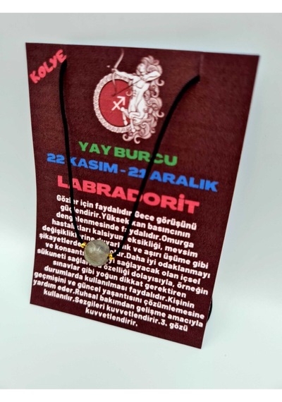 Sertifikalı Yay Burcu Labradorit Taşı Doğal Taş Kolye Çok REnkli
