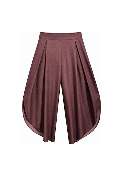 Mixray 4897 Kadın Yırtmaçlı Pileli Asimetrik Dökümlü Pantolon Bordo