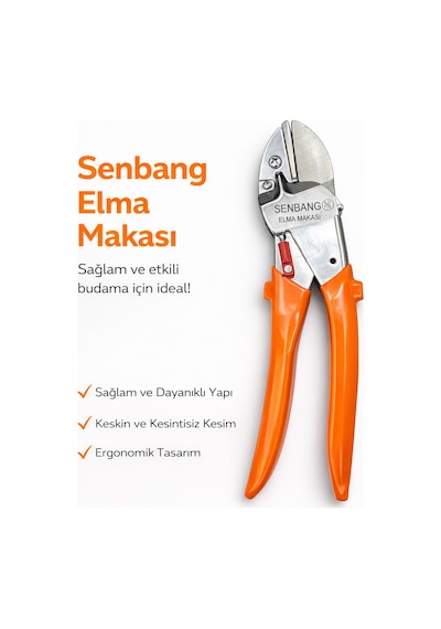 Senbang Elma Makası Profesyonel Budama Makası Keskin Çelik Bıçaklı Ergonomik Bahçe Makası