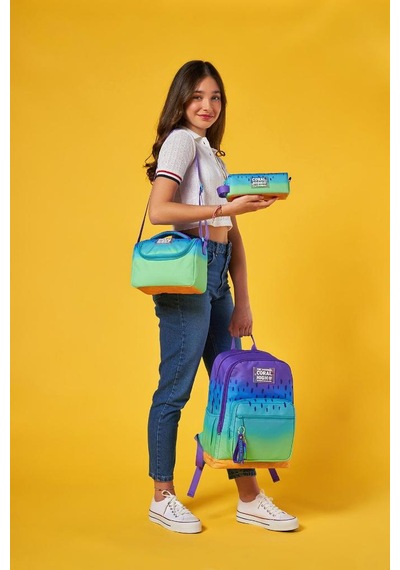 Coral High Mor Lila Renk Geçişli 3 Lü Okul Çanta Seti Set0123637 Çok Renkli